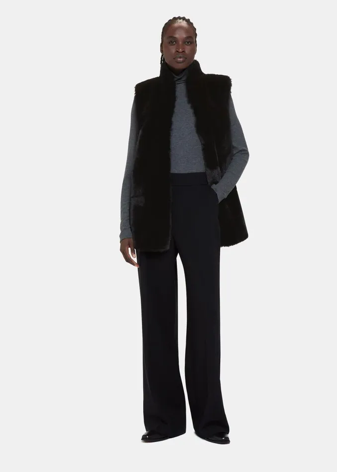 Women Coats and Jackets Whistles Black Faux Fur Gilet