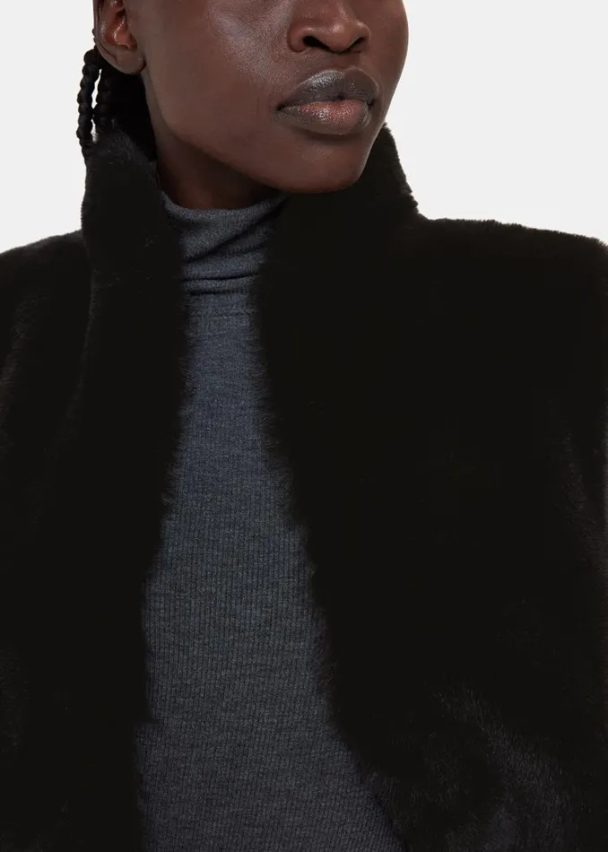 Women Coats and Jackets Whistles Black Faux Fur Gilet