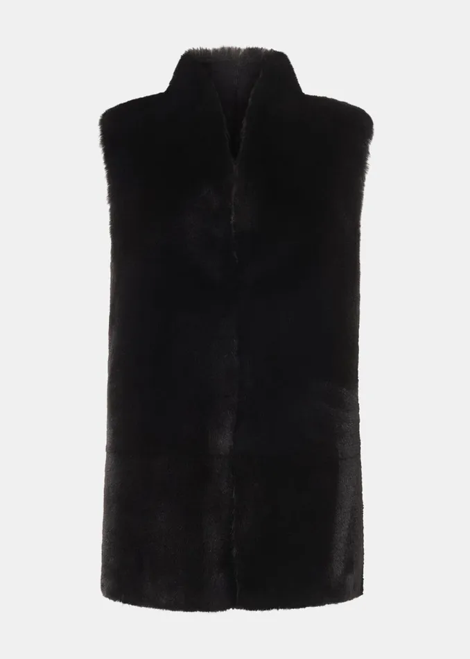 Women Coats and Jackets Whistles Black Faux Fur Gilet