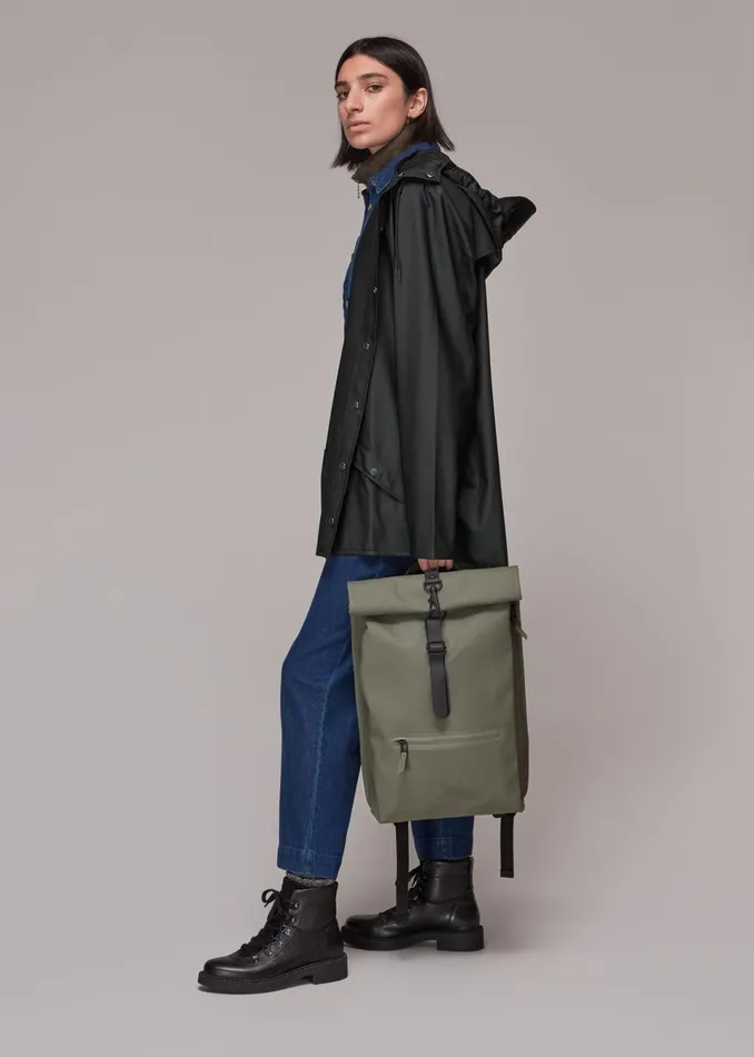 Women Coats and Jackets Whistles Black Rains Hooded Jacket