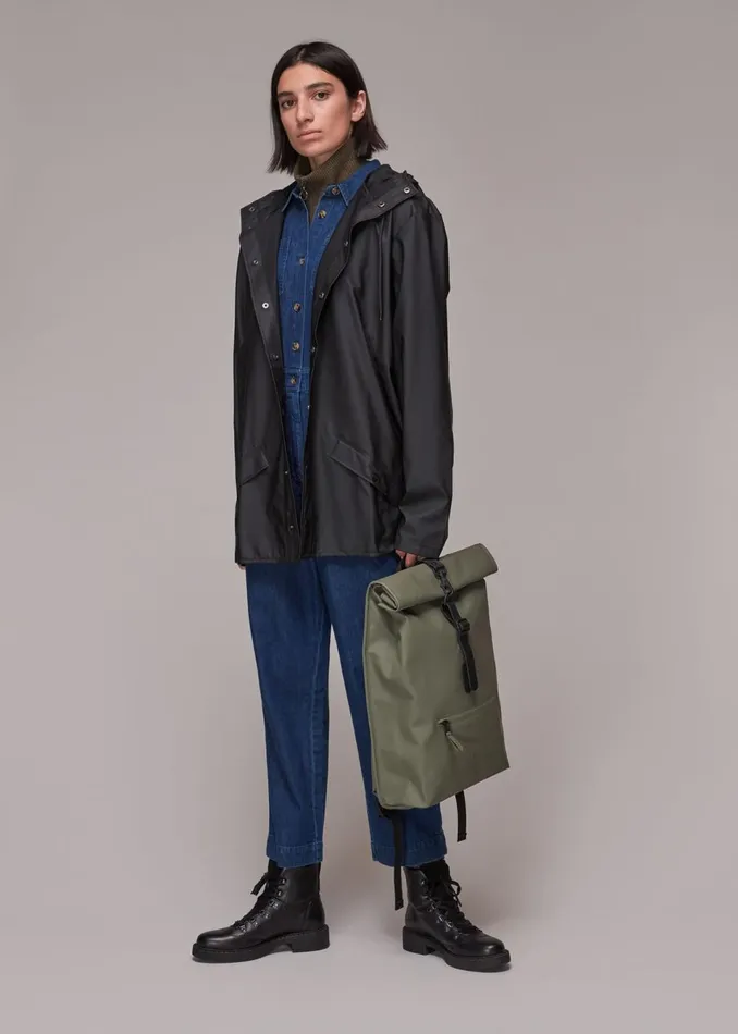 Women Coats and Jackets Whistles Black Rains Hooded Jacket