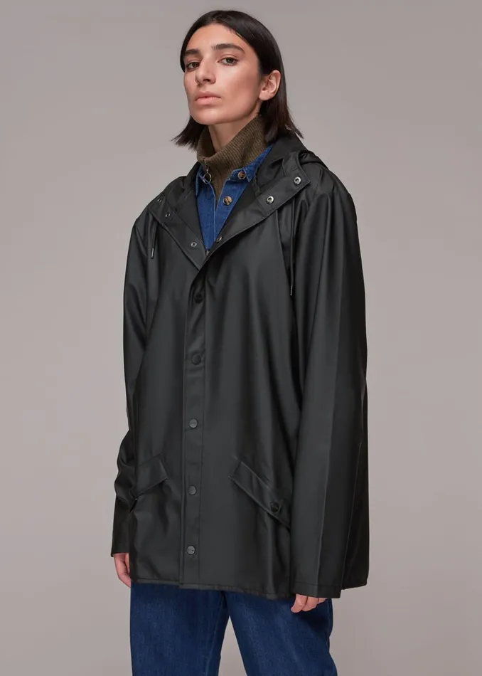 Women Coats and Jackets Whistles Black Rains Hooded Jacket