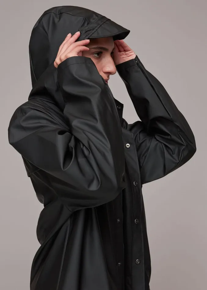 Women Coats and Jackets Whistles Black Rains Hooded Jacket