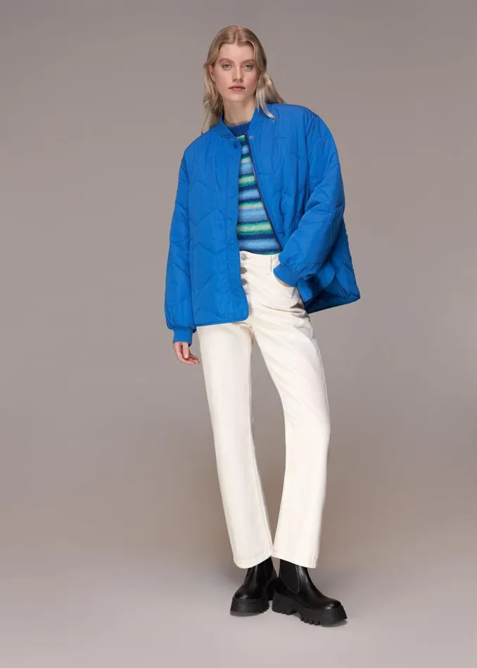 Women Coats and Jackets Whistles Blue Ida Short Quilted Coat