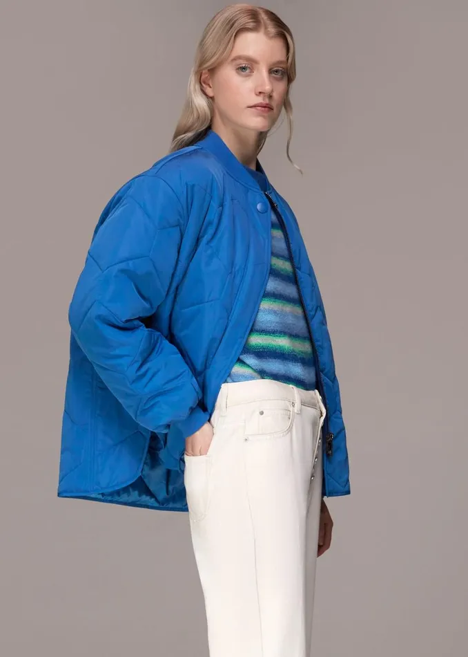 Women Coats and Jackets Whistles Blue Ida Short Quilted Coat