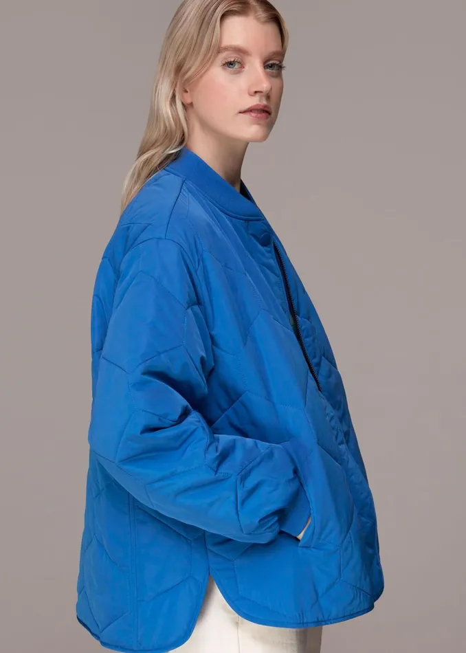 Women Coats and Jackets Whistles Blue Ida Short Quilted Coat