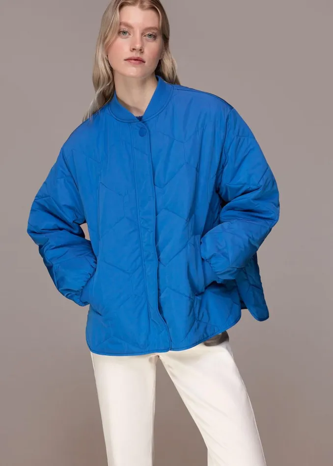 Women Coats and Jackets Whistles Blue Ida Short Quilted Coat