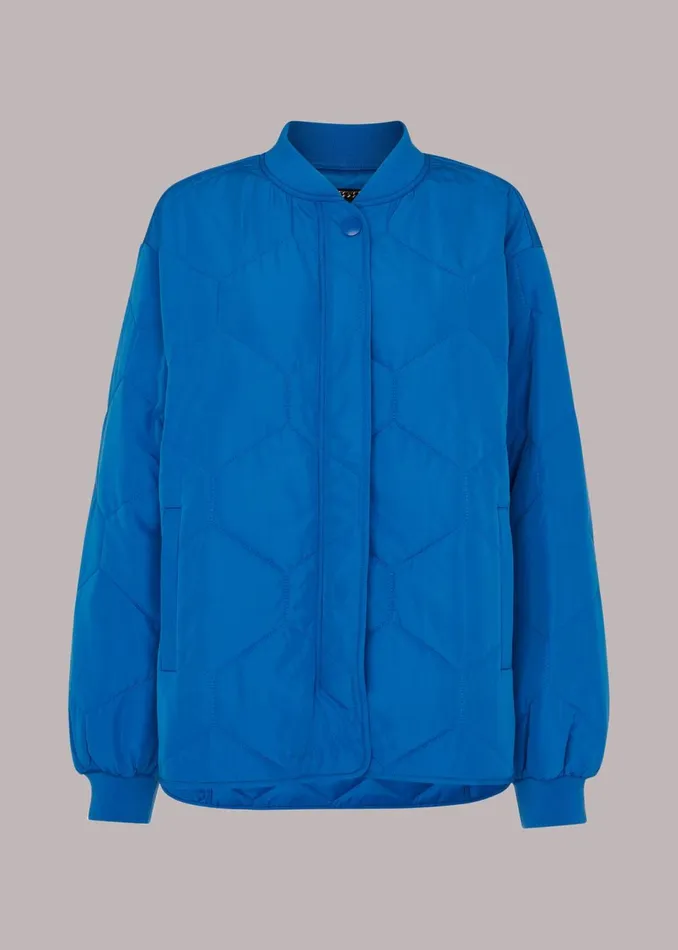 Women Coats and Jackets Whistles Blue Ida Short Quilted Coat