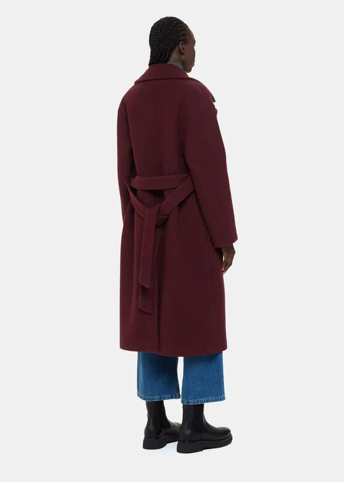 Women Coats and Jackets Whistles Burgundy Lorna Wrap Wool Coat
