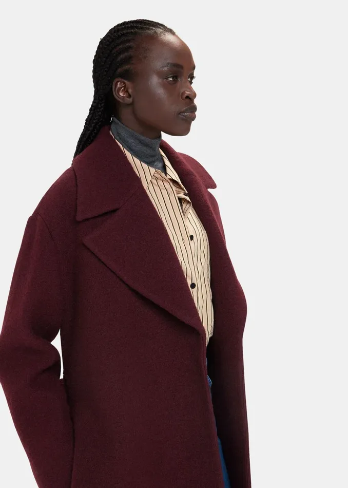Women Coats and Jackets Whistles Burgundy Lorna Wrap Wool Coat