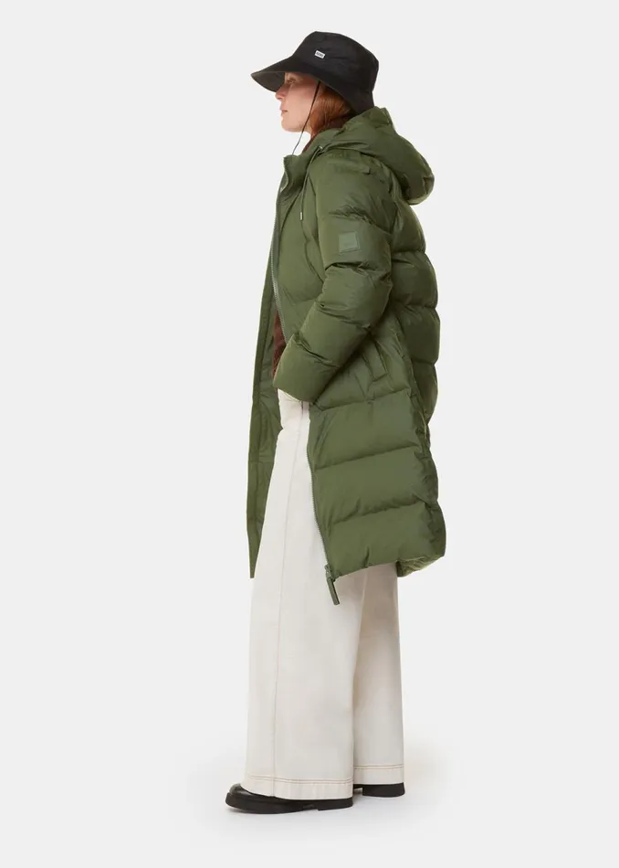 Women Coats and Jackets Whistles Dark Green Rains Alta Longer Puffer