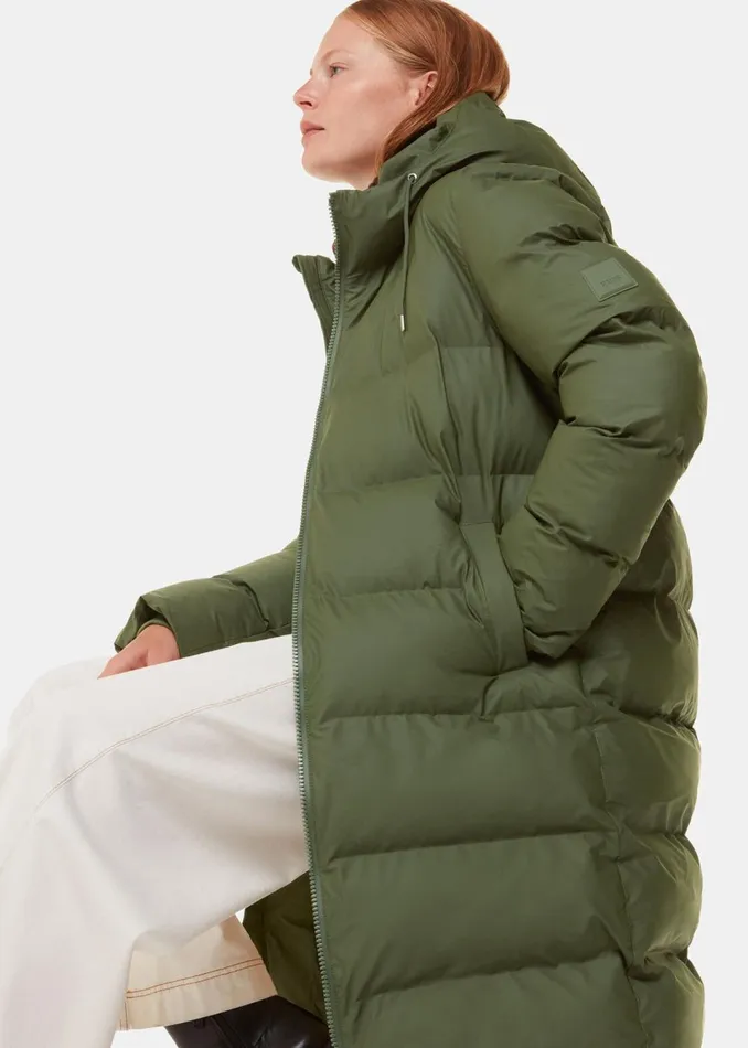 Women Coats and Jackets Whistles Dark Green Rains Alta Longer Puffer