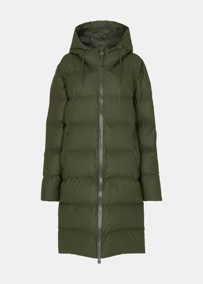 Women Coats and Jackets Whistles Dark Green Rains Alta Longer Puffer