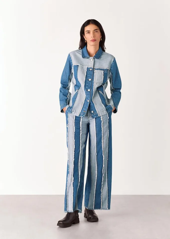 Women Coats and Jackets Whistles Denim Vertical Stripe Jacket