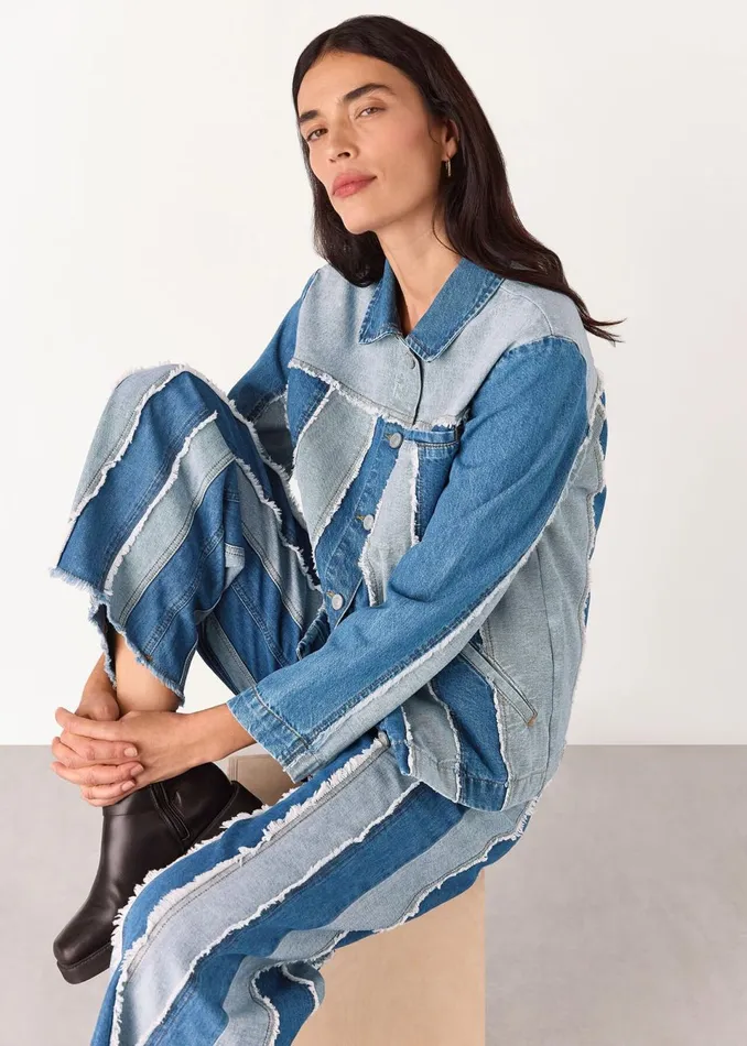 Women Coats and Jackets Whistles Denim Vertical Stripe Jacket