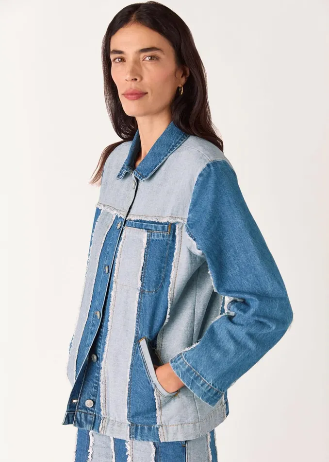 Women Coats and Jackets Whistles Denim Vertical Stripe Jacket