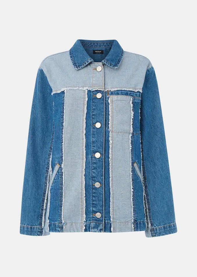 Women Coats and Jackets Whistles Denim Vertical Stripe Jacket