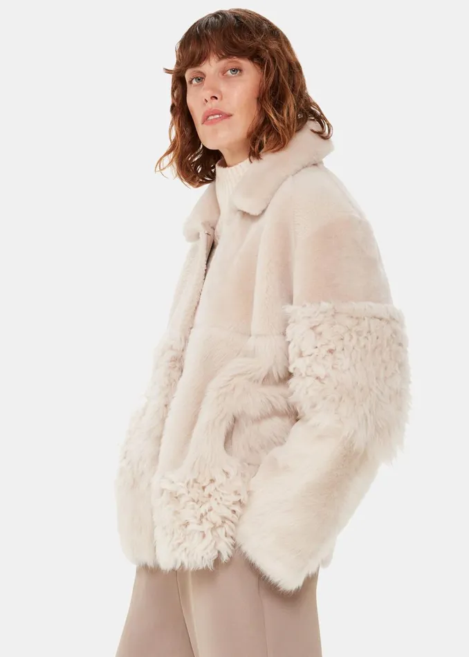 Women Coats and Jackets Whistles Ivory Hema Shearling Coat