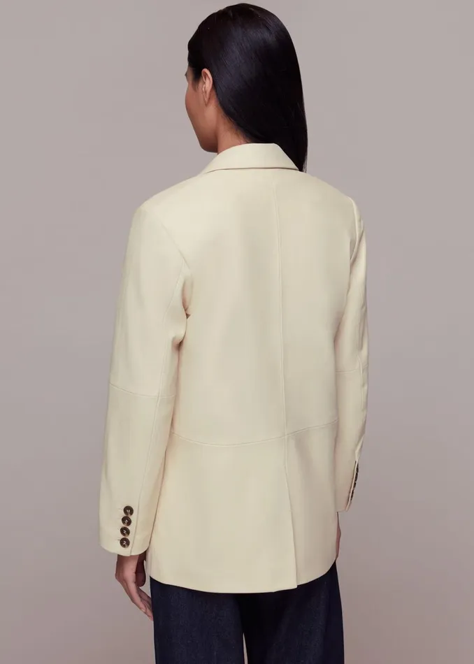Women Coats and Jackets Whistles Ivory Stina Leather Blazer