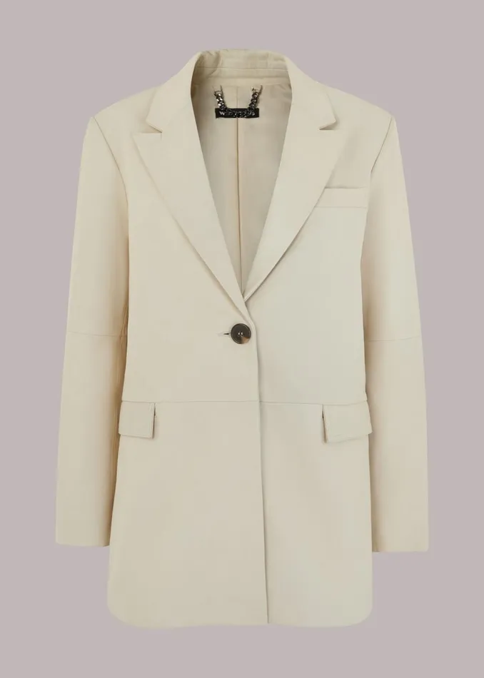 Women Coats and Jackets Whistles Ivory Stina Leather Blazer