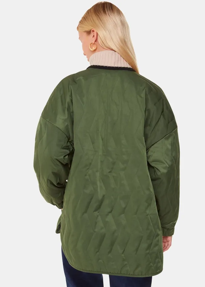 Women Coats and Jackets Whistles Khaki Esther Quilted Coat