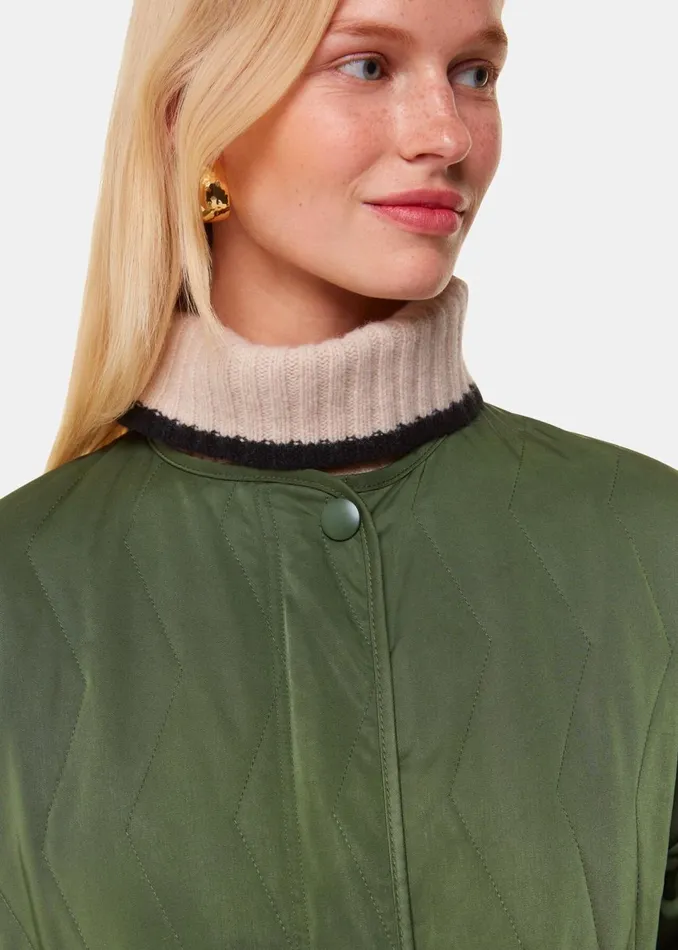 Women Coats and Jackets Whistles Khaki Esther Quilted Coat