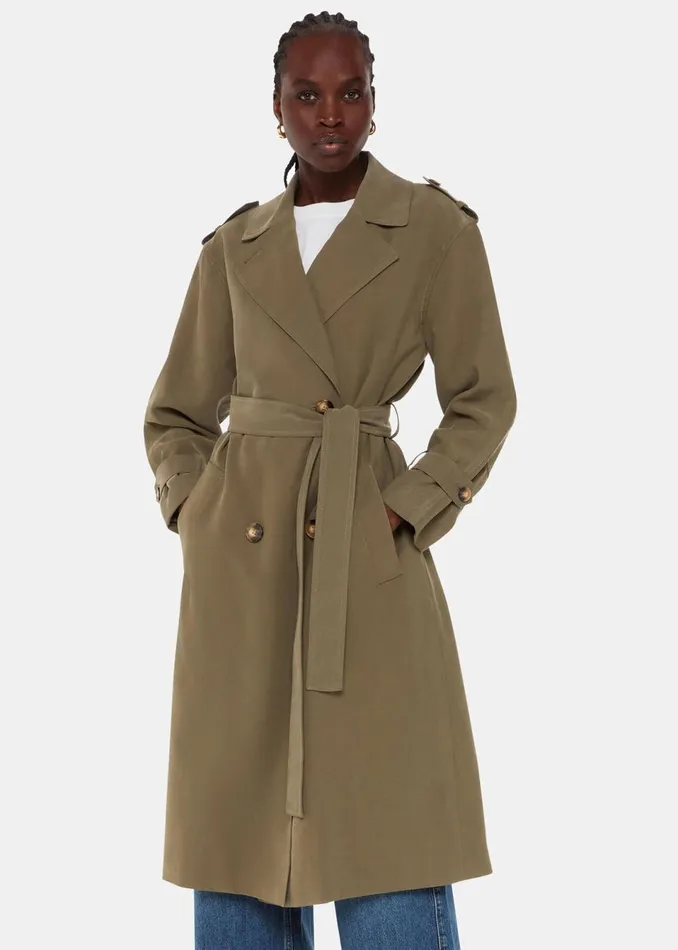 Women Coats and Jackets Whistles Khaki Riley Trench Coat