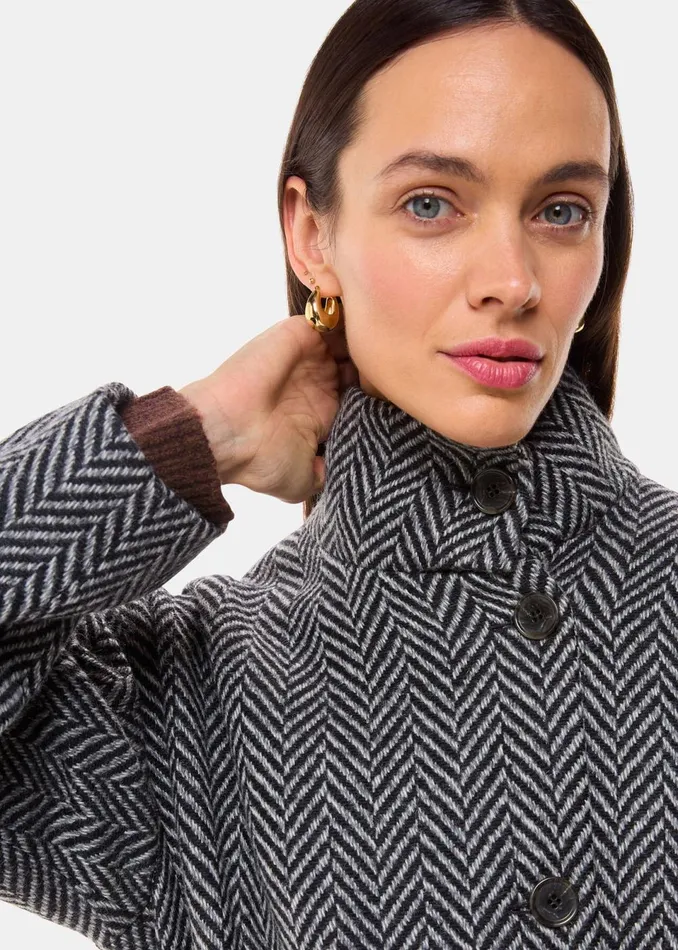 Women Coats and Jackets Whistles Multicolour Cosette Funnel Neck Coat