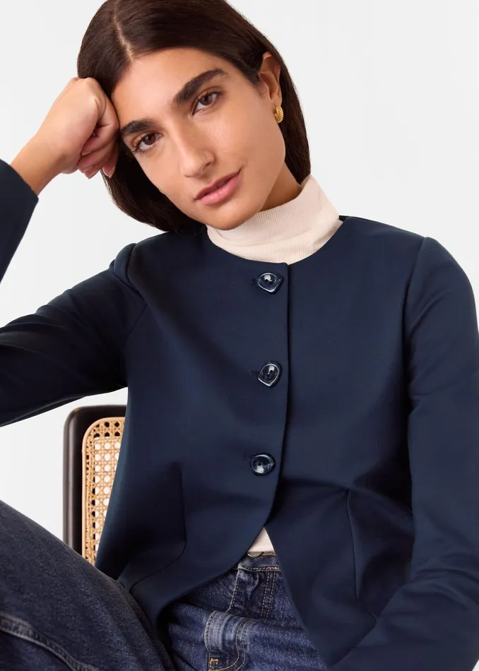 Women Coats and Jackets Whistles Navy Anne Ponte Button Jacket