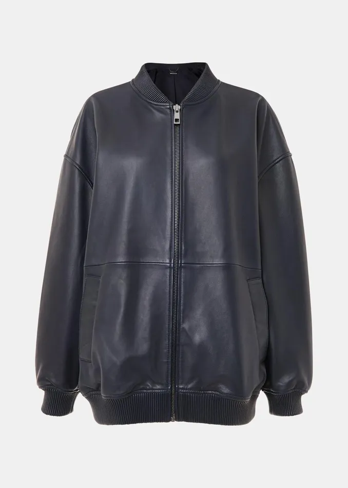 Women Coats and Jackets Whistles Navy Erin Leather Bomber