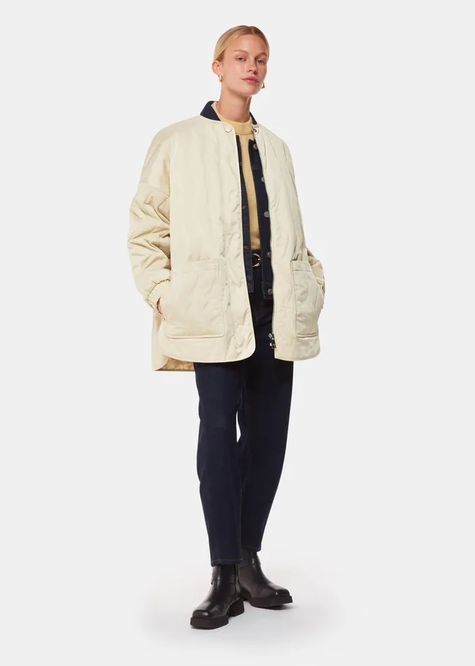 Women Coats and Jackets Whistles Neutral Esther Quilted Coat