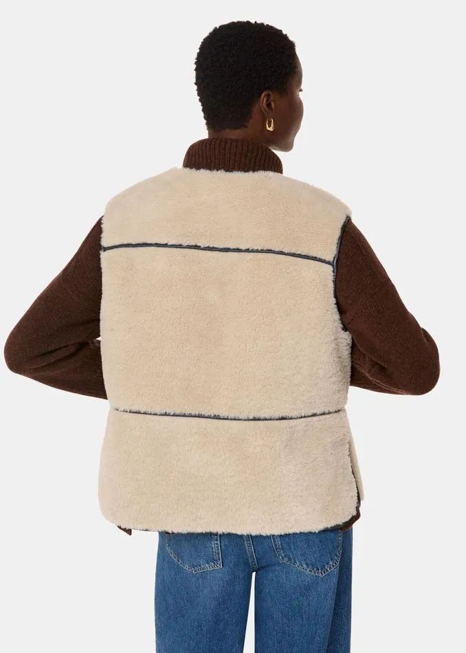 Women Coats and Jackets Whistles Neutral Rowena Faux Fur Waistcoat