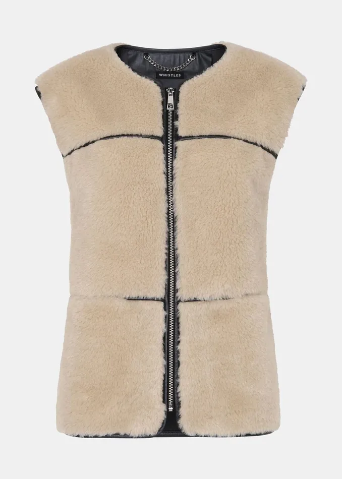 Women Coats and Jackets Whistles Neutral Rowena Faux Fur Waistcoat