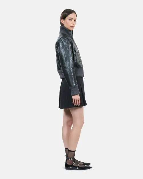 Women Coats and Parkas The Kooples Black Leather Jacket Black