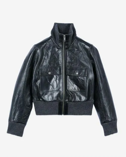 Women Coats and Parkas The Kooples Black Leather Jacket Black
