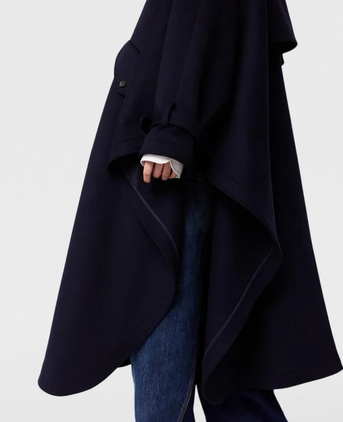 Women Coats And Jackets Stella McCartney HighNeck ALine Trench Coat Ink Navy