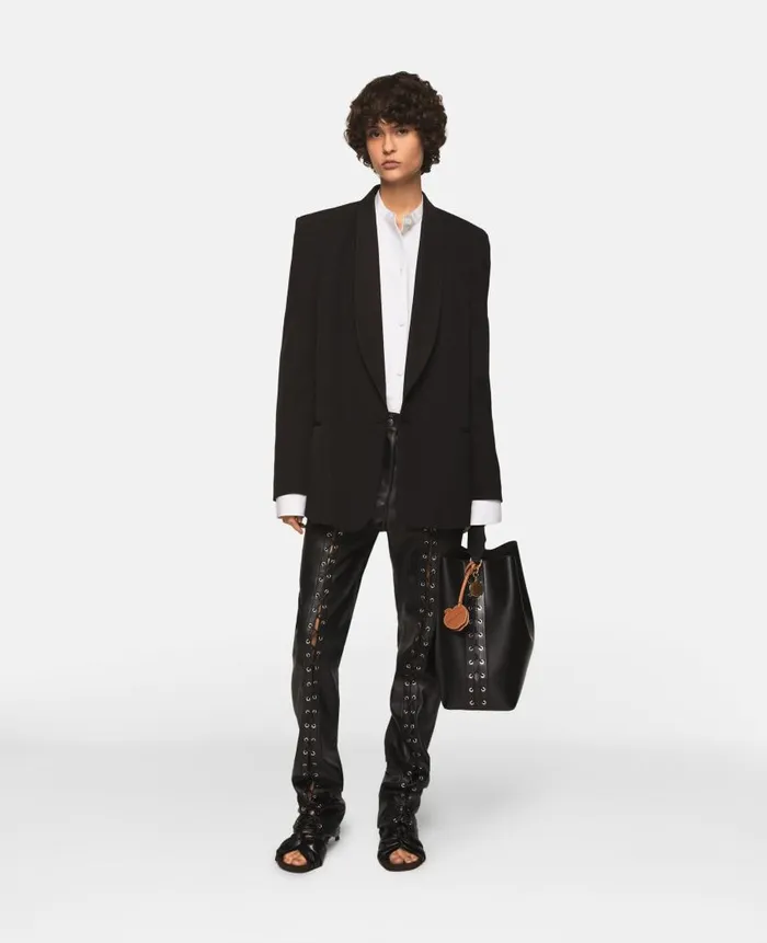 Women Coats And Jackets Stella McCartney Wool Blazer With Shawl Lapels Midnight Black