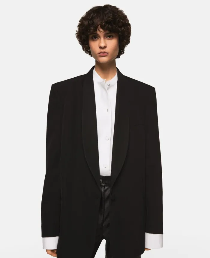 Women Coats And Jackets Stella McCartney Wool Blazer With Shawl Lapels Midnight Black