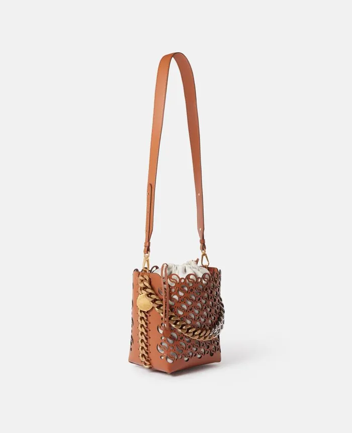 Women Crossbody Bags Stella McCartney Frayme SWave Bucket Bag Tan