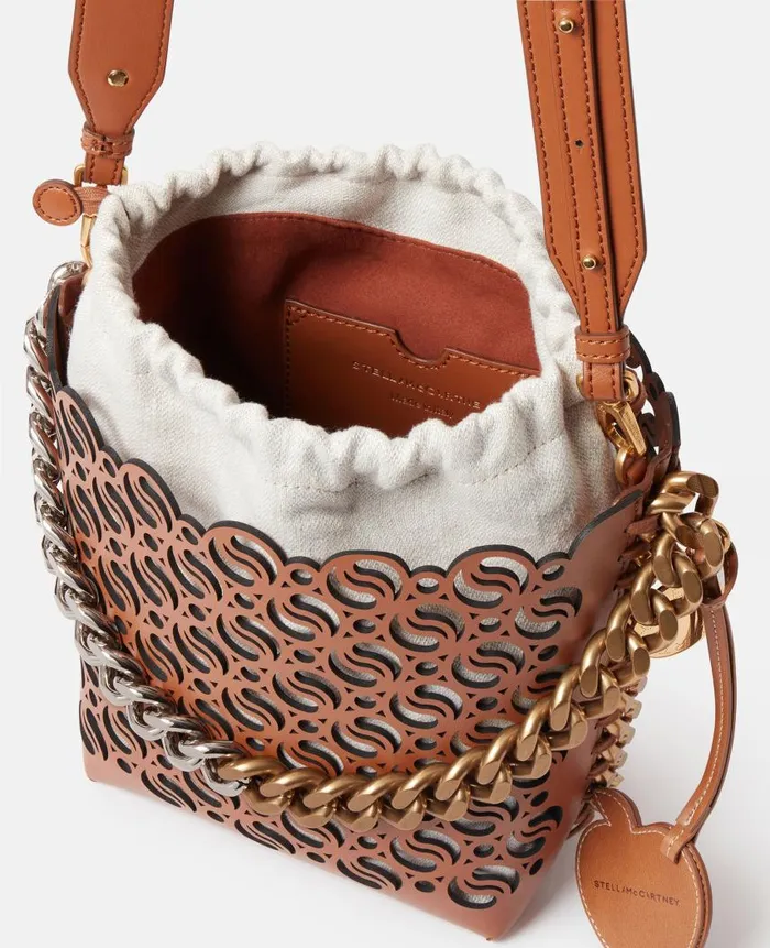 Women Crossbody Bags Stella McCartney Frayme SWave Bucket Bag Tan