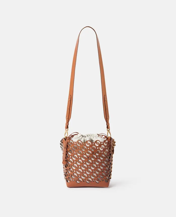 Women Crossbody Bags Stella McCartney Frayme SWave Bucket Bag Tan