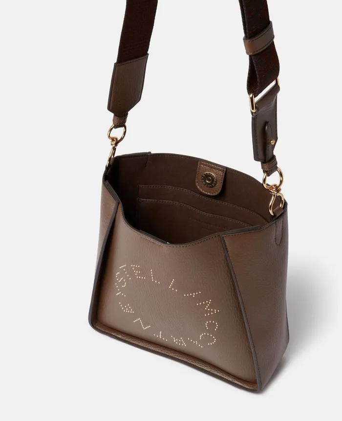 Women Crossbody Bags Stella McCartney Logo Crossbody Bag Chocolate Brown