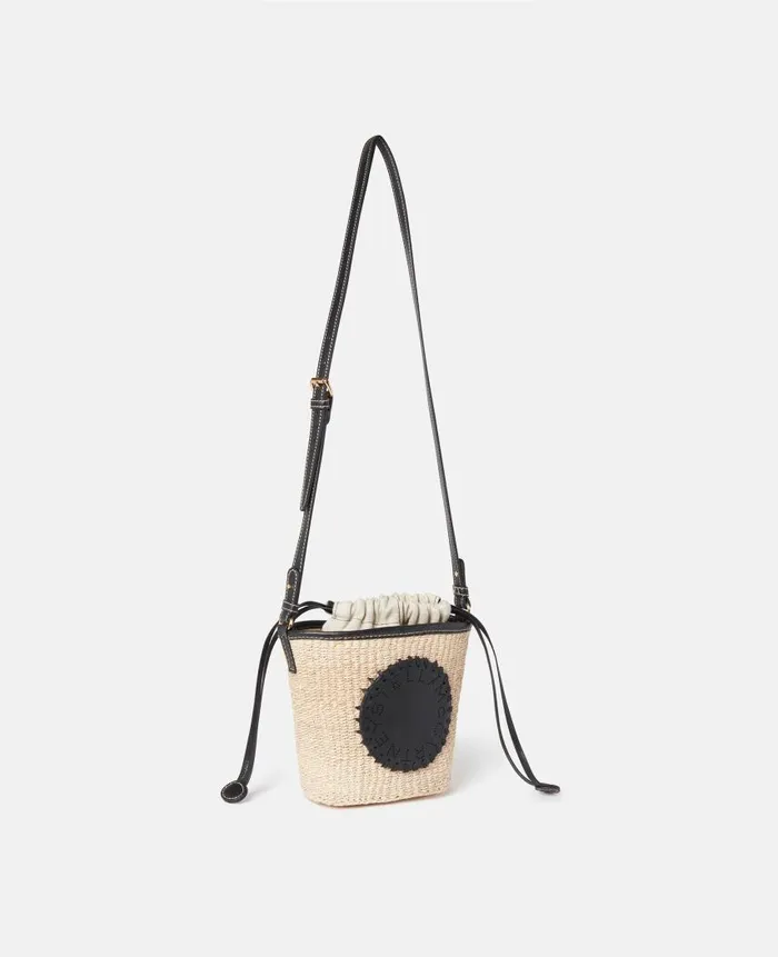 Women Crossbody Bags Stella McCartney Logo Raffia Crossbody Bag Natural Beige