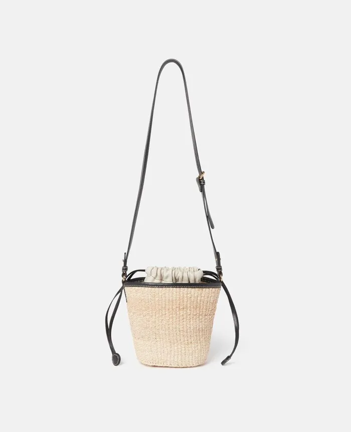 Women Crossbody Bags Stella McCartney Logo Raffia Crossbody Bag Natural Beige
