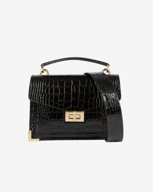 Women Crossbody Bags The Kooples Emily Small Bag In Black CrocodileEffect Leather Black