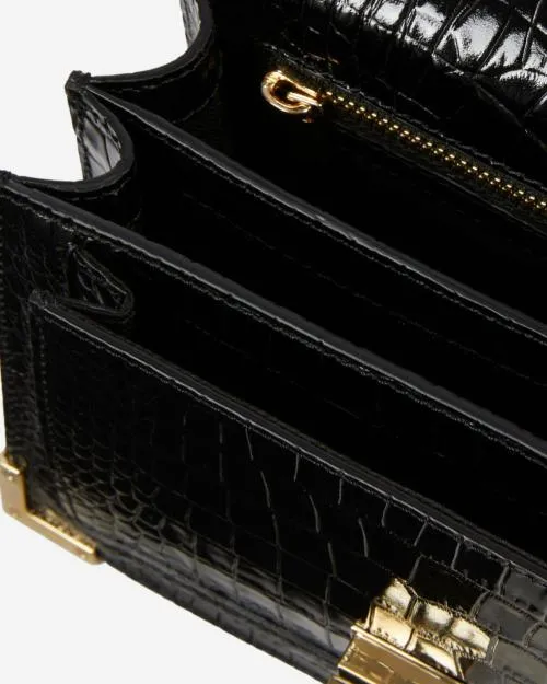 Women Crossbody Bags The Kooples Emily Small Bag In Black CrocodileEffect Leather Black