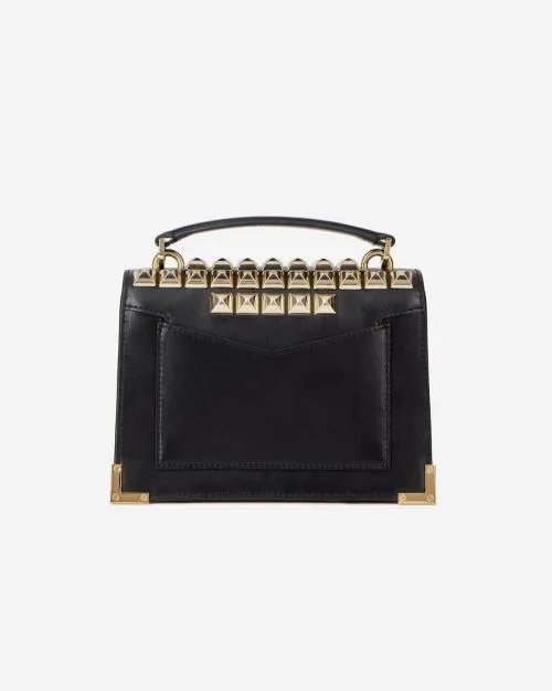 Women Crossbody Bags The Kooples Emily Small Bag In Black Leather With Spikes Black