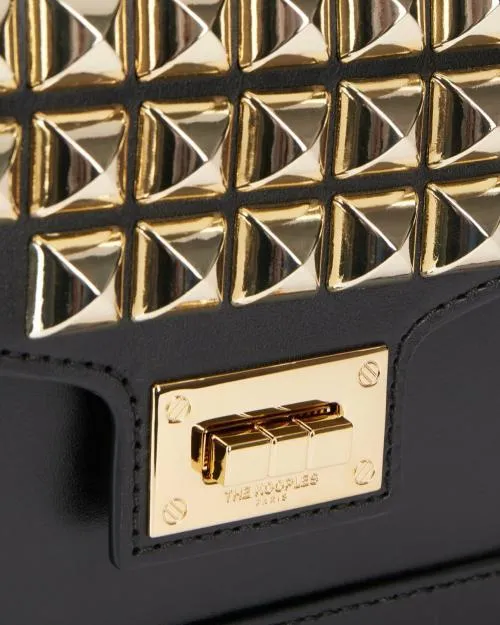 Women Crossbody Bags The Kooples Emily Small Bag In Black Leather With Spikes Black