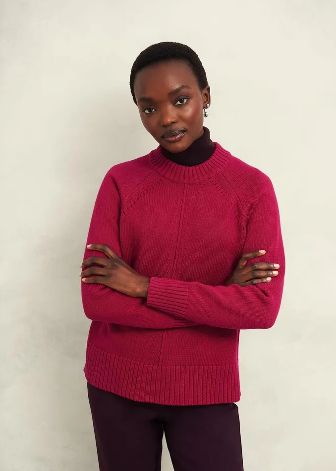Women Deborah Cotton Jumper Cranberry Hobbs Jumpers and Cardigans
