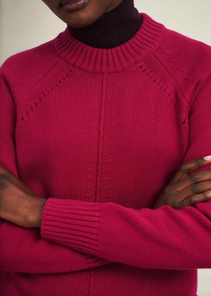 Women Deborah Cotton Jumper Cranberry Hobbs Jumpers and Cardigans